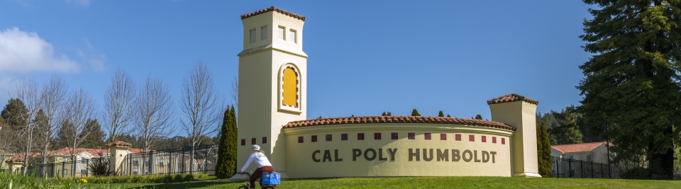 campus entrance reading "cal poly humboldt"