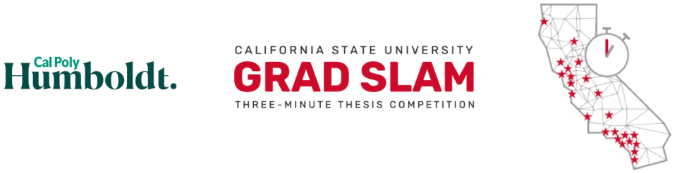 Cal Poly Humboldt California State University Grad Slam Three-minute Thesis Competition with a map